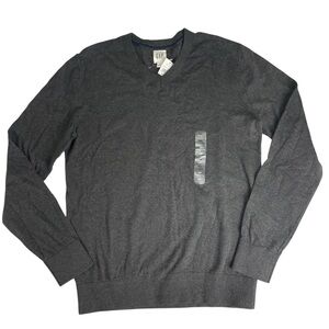GAP Men's Charcoal Gray V Neck Cotton Sweater Size XS 28" Regular NWT